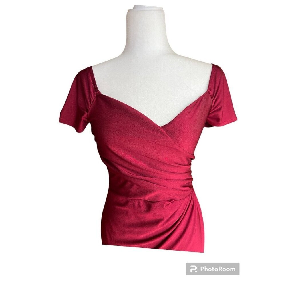 Gorgeous Prom Formal Wedding Dress Burgundy Gown Size M High Slit - Picture 3 of 6